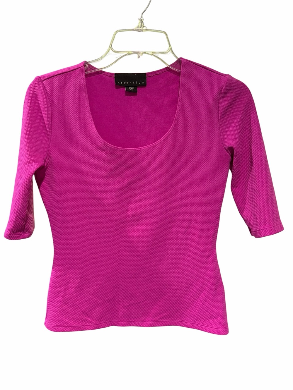 attention Scoop Neck Short Sleeve Top in Fuchsia